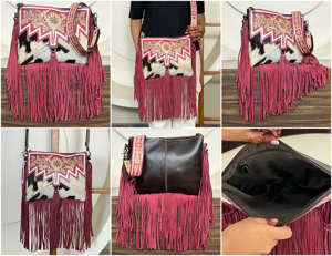 OEM ODM Large Capacity Handcrafted Genuine Cowhide Leather Crossbody Fringe <b>Bag</b> Designer Shoulder Purse Perfect for Women's - Product Image 3