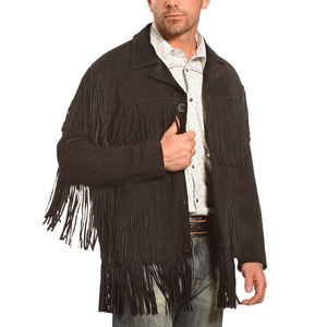 Latest-Style Unisex-Traditional Western Cowboy <b>Suede</b> Leather <b>Jacket</b> Coat With Beaded-Fringed - Product Image 6