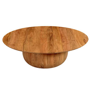 Mesa de Centro Redonda de Madera de Acacia Antigua para Exteriores, Estilo Mid-Century, para Hotel u Oficina, Mueble Vintage para Sala de Estar, Mesa de Centro de Madera Sólida - Product Image 5