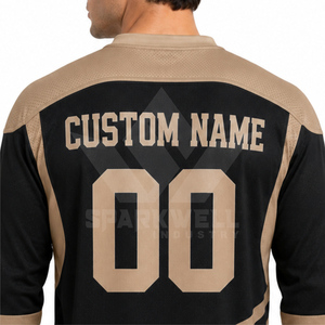 Maillot de hockey sur glace personnalisé pour homme, noir et marron, col en V, manches longues, polyester sublimé anti-humidité, uniforme d'équipe adulte - Product Image 6