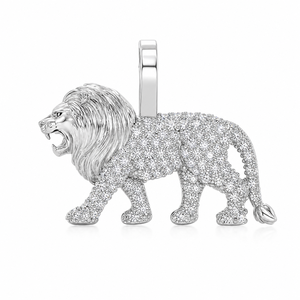 Pendentifs et breloques Hip Hop tendance en or massif 10K, sertis de diamants de laboratoire, motif Lion Roi Africain majestueux en marche, personnalisés - Product Image 1