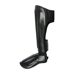 Lightweight Leather Shin Guards with Non-Skid Foot and Knee Protection for Kickboxing MMA All Sports <b>Stand</b>-Up Shin Pads - Product Image 3