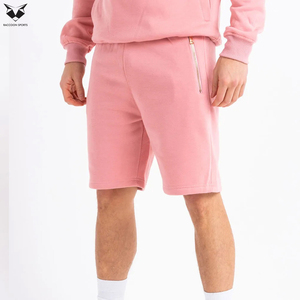 Prix de gros, vêtements pour hommes sur mesure, 100% coton, couleur rose, ensemble sweat-shirt et short pour hommes, ensemble deux pièces - Product Image 5