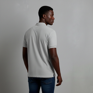 Polo à manches courtes blanc pour homme, coupe classique, décontracté, en piqué de coton respirant, design uni, boutons sur le devant - Product Image 6