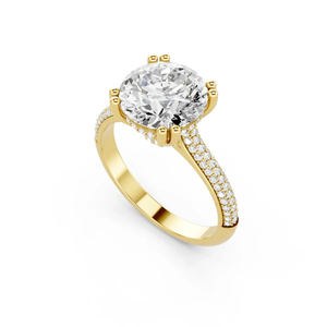 Anillo de Compromiso con Diamante Cultivado en Laboratorio, Certificado IGI, Oro de 14K con Baño de Rodio, Anillo de Boda de Lujo con Doble Punta y Banda Pavé - Product Image 6