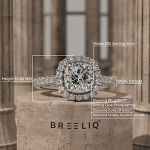 Bague de fiançailles 2 carats en or massif 14K avec diamant taille coussin et halo, bague de mariée pavée, fabricant de bijoux personnalisés en diamant de laboratoire - Product Image 2