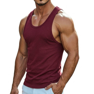 OEM Custom Printed Men's Sleeveless Muscle Tees Stretch Cotton Gym <b>Vests</b> High Quality Workout Tops Bulk Supply Tank Tops For Men - Product Image 5
