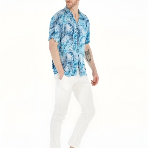 Chemises décontractées légères de haute qualité à imprimé hawaïen, en tissu tricoté respirant, style plage estival, coupe décontractée - Product Image 6