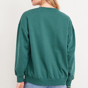 Sweat-shirt à col rond personnalisé pour femmes, à manches longues, noir, oversize, sans motif - Product Image 6