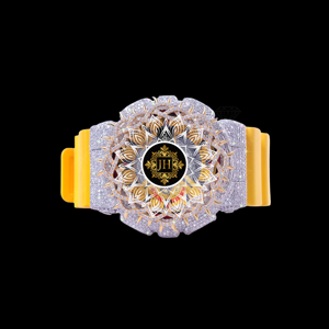 Reloj Deportivo de Lujo Justhira Unisex con Moissanita VVS Personalizada, Resistente al Agua 3BAR, Correa de Cuero Amarilla, Precio de Fábrica - Product Image 4