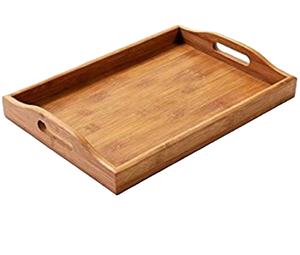 Bandeja de Madera de Bambú Decorativa Personalizada para Café, Té y Desayuno, Bandeja de Servir de Madera de Acacia con Asas - Product Image 5