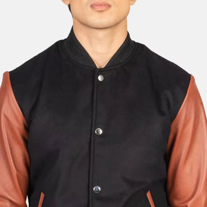 Unique Design High Quality Canvas Casual Stand Collar Button Men's Winter <b>Letterman</b> <b>Jacket</b> for Online Sale - Product Image 5