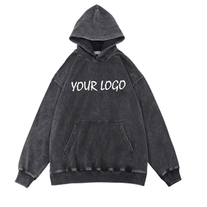 เสื้อฮู้ดดี้วินเทจแบบวอช ผ้าฝ้ายทรงโอเวอร์ไซส์ สไตล์ฮิปฮอป สำหรับผู้ชาย รับผลิตตามสั่งพร้อมปักโลโก้ ขายส่ง - Product Image 1