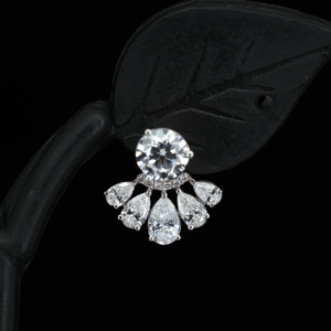 Silver S925 D Color VVS Moissanite Fan Cluster Stud Earrings Rhodium Plated Sparkling Elegant Jewelry Women Wedding Party Gift - Product Image 5