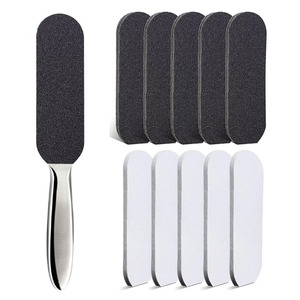 Râpe à pédicure, lime à callosités, limes à pieds, tampons de pédicure, manche en acier inoxydable, silencieux pour outils de soin des pieds, papier de verre remplaçable - Product Image 1