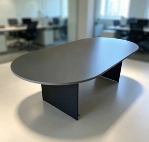 Oval Extendable Conference <b>Table</b> MDF Top Metal Legs Minimalist Design 8 Seater Commercial Office Conference Room Furniture - Product Image 1