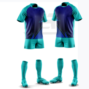 Uniforme d'équipe de rugby professionnel, écologique, coupe-vent, imprimé, col en V, maillot léger et short conçus pour les matchs de ligue - Product Image 6