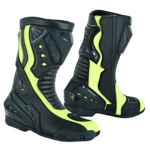 Bottes de moto pour homme noires et jaune fluo, imperméables, avec protection de la cheville, pour toutes les saisons, pour la course. - Product Image 2