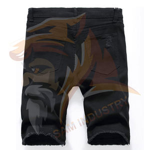 Shorts en jean pour hommes avec logo personnalisé, streetwear, fabricant professionnel de shorts en jean personnalisés pour hommes - Product Image 2