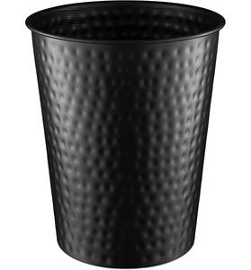 ถังขยะโลหะดีไซน์ทันสมัยสีดำแบบตอกลาย เหมาะสำหรับใช้ในห้องน้ำ ห้องนอน สำนักงาน และห้องพักโรงแรม ผลิตด้วยมือจากอินเดีย - Product Image 1