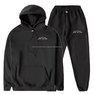 Conjunto de Sudadera con Capucha y Pantalones Deportivos de 2 Piezas para Hombre, Personalizado, Ecológico, 100% Algodón, Felpa de Alta Calidad, Invierno, Talla Grande, Sin Costuras - Product Image 1