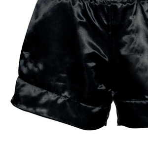 Shorts en satin noir uni à taille haute pour homme, taille élastique, style décontracté, longueur courte, tissé, 100% soie - Product Image 3