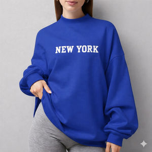 Sweat-shirt à col montant pour femme de qualité supérieure, en tissu doux, coupe confortable, style tendance pour les saisons d'automne et d'hiver - Product Image 3