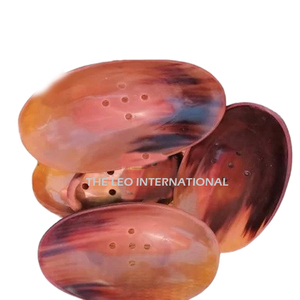 Lot de 2 porte-savons en corne naturelle, design moderne, avec couvercle, de bonne qualité, forme ovale, accessoires pour évier de cuisine et salle de bain - Product Image 3