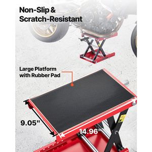 Sollevatore a Forbice per Moto con Perno di Bloccaggio per Piattaforma Larga da 1100 Libbre, per Cavalletto a Manovella in Acciaio con Foro Centrale da 3,74-13,38 Pollici - Product Image 6
