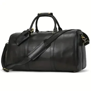 Sac de Voyage Vintage en Cuir Marron de Luxe pour Homme, Sac de Sport, Sac de Voyage de Week-end, Sac de Nuit, Sac de Gym avec Compartiment à Chaussures Intégré - Product Image 2