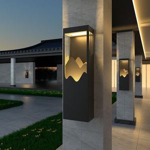 Lampade da parete per esterni a LED moderne da 26 pollici montate a filo con Design cuboide a strati - Product Image 6