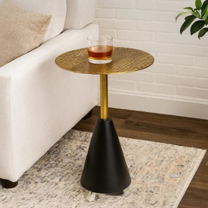 Zavra Drink <b>Table</b> <b>Black</b> Conical Base Drink <b>Tables</b> With Gold Top - Product Image 1