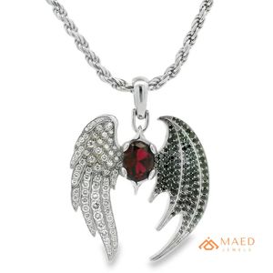 Iced Out <b>Angel</b> Devil Wing Pendant Necklace 925 Silver Moissanite Hip Hop <b>Charm</b> Gothic Jewelry for Men Party Micro Insert - Product Image 1