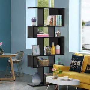 Libreria Angolare a 5 Cubi con Scaffali a Scala e Espositore - Product Image 3