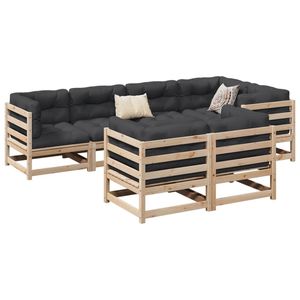 Grand ensemble de canapés de jardin en pin naturel, meubles d'extérieur élégants en bois massif - Product Image 1