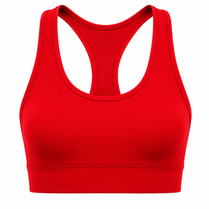 Women's Red High Support <b>Racerback</b> Sports <b>Bra</b> Scoop Neck Seamless Quick Dry Gradient Color Front Logo Activewear - Product Image 1