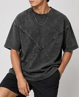 T-shirt en coton à col rond et manches courtes pour homme, coupe oversize, motif délavé, style streetwear, longueur standard, anti-plis, 220g, faible MOQ