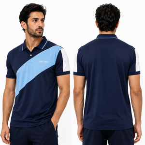 ONE APEX Men's Navy Blue <b>Polyester</b>/Cotton Performance for <b>Shirt</b> Front Logo Breathable Quick Dry Regular Fit Casual Team Uniform - Product Image 2