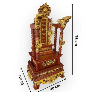 Autel ancestral gravé, sculpté avec soin en bois de Huong doré, sculpture Feng Shui pour la cultivité - Product Image 6