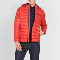 Veste d'hiver personnalisée, écologique, respirante, en nylon/polyester, avec col montant, logo sur le devant, manches longues, veste matelassée pour homme