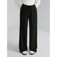 Pantalon évasé taille mi-haute pour femme grande taille, couleur unie, fermeture éclair, coupe droite, longueur intégrale, décontracté, avec bouton, noir, gris