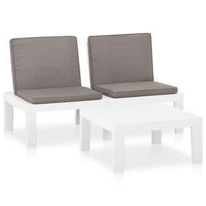 Ensemble de salon de jardin en plastique blanc et anthracite, durable et de taille moyenne - Product Image 2