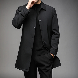 Manteau long élégant pour homme, trench-coat classique, manteau d'affaires léger, coupe-vent, imperméable, pour le bureau, les voyages, les activités de plein air - Product Image 3