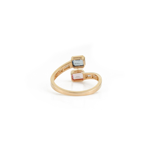 Gorgeous <b>Top</b> Quality Wholesale Multi Sapphire & Diamond K14 Yellow Gold Bypass Ring Customized Gemstone Trending Jewelry - Product Image 6