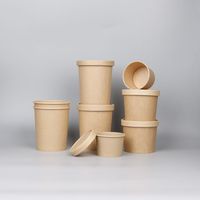 Bols à soupe imprimés jetables, bols à boissons chaudes anti-fuite, emballage alimentaire pour soupe, thé, jus, en papier kraft/blanc