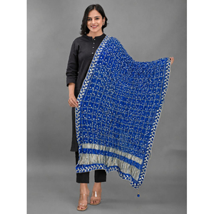 Designer Bandhani Dupatta with Gharchola Pattern With Zari Border - Product Image 1