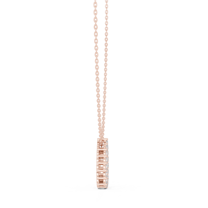Collier pendentif halo en or rose avec diamant de laboratoire, breloque cercle ouvert, bijoux pour femme - Product Image 3