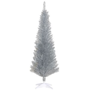 Albero di Natale Artificiale Realistico e Sottile con Supporto in Plastica e Punte delle Rami Decorate - Product Image 1