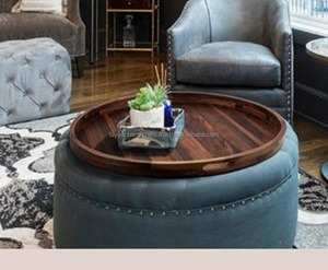 Plateau de service rond en bois, plateau artisanal en bois pour accueillir avec aisance - Product Image 1