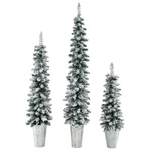 Set di 3 Alberi di Natale Artificiali Pre-Illuminati con Effetto Neve e 423 Punte di Rami - Product Image 1
